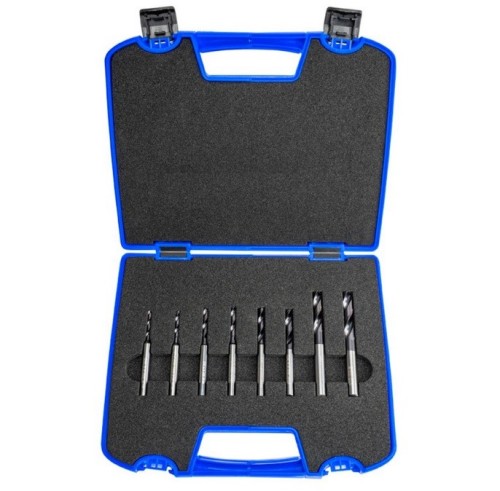 TVRDOKOVOVÉ VRTÁKY 3XD bez vnitřního chlazení v sadě 8 ks v kufříku