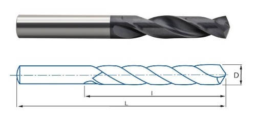 TVRDOKOVOVÉ VRTÁKY 3XD bez vnitřního chlazení v sadě 8 ks v kufříku