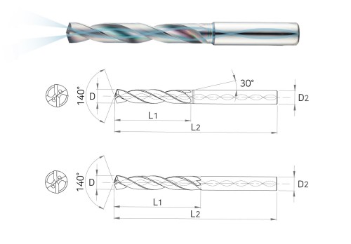 Nové precizní tvrdokovové vrtáky 5xD s vnitřním chlazením UNIVERZÁLNÍ!