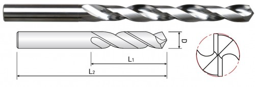 TVRDOKOVOVÉ VRTÁKY 8XD BEZ VNITŘNÍHO CHLAZENÍ A NEPOVLAKOVANÉ