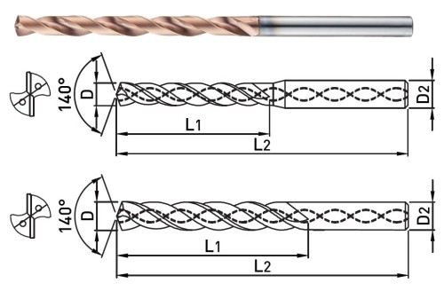 TVRDOKOVOVÉ VRTÁKY 8XD S VNITŘNÍM CHLAZENÍM