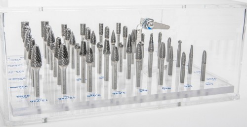 Technické frézy - rotary burrs - 48 ks v sadě - ve vitríně
