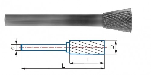 Technické frézy - rotary burrs - kónické - krátká tříska - typ 4