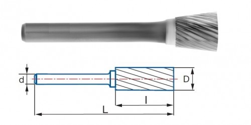Technické frézy - rotary burrs - kónické - obecné použití - typ 3