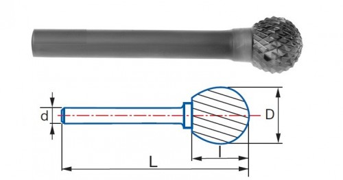 Technické frézy - rotary burrs - kulové - krátká tříska - typ 4