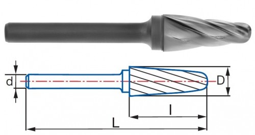 Technické frézy - rotary burrs - kulové - na neželezné materiály - typ 1