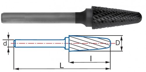 Technické frézy - rotary burrs - kulové - tvrdé materiály - typ 6 - POVLAK ALTIN