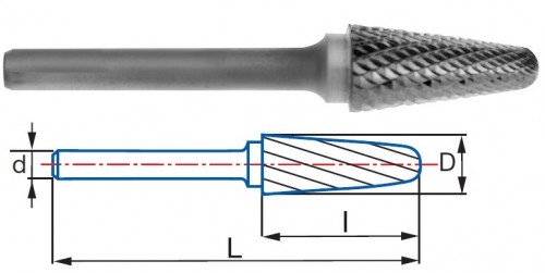 Technické frézy - rotary burrs - kulové - tvrdé materiály - typ 6