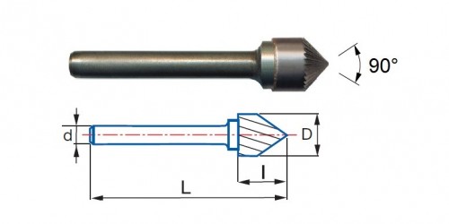 Technické frézy - rotary burrs - kuželové - 90°