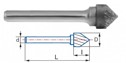 Technické frézy - rotary burrs - kuželové - krátká tříska - typ 4