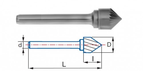 Technické frézy - rotary burrs - kuželové - obecné použití - typ 3