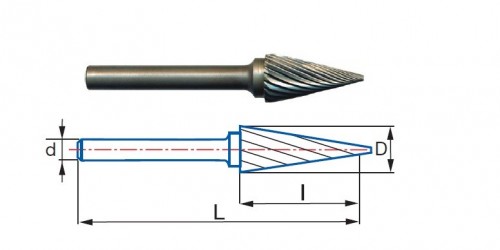 Technické frézy - rotary burrs - kuželové