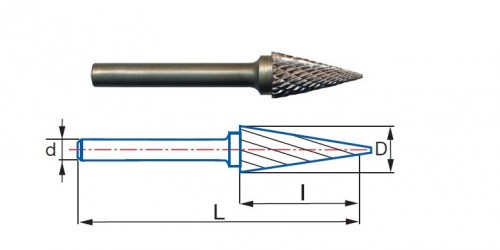 Technické frézy - rotary burrs - kuželové