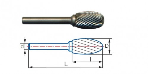 Technické frézy - rotary burrs - oválné