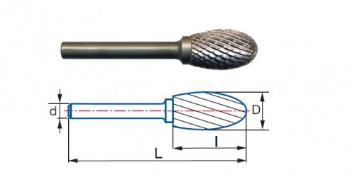 Technické frézy - rotary burrs - oválné