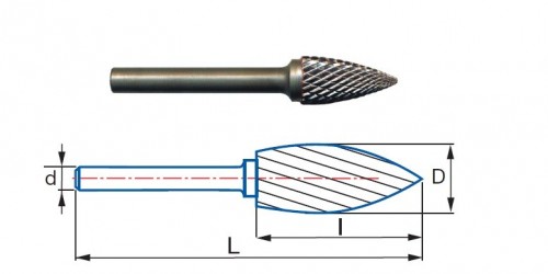 Technické frézy - rotary burrs - plaménkové