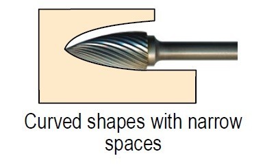 Technické frézy - rotary burrs - plaménkové