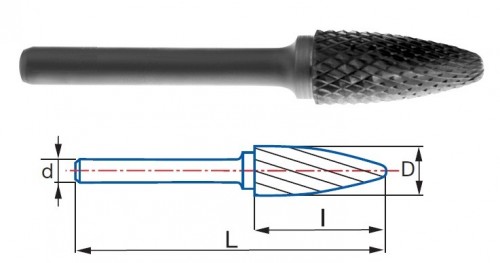 Technické frézy - rotary burrs - stromečkové - krátká tříska - typ 4