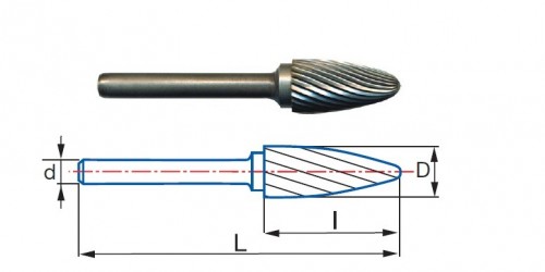 Technické frézy - rotary burrs - stromečkové