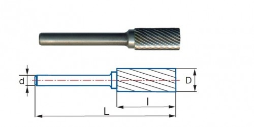 Technické frézy - rotary burrs - válcové s čelním břitem