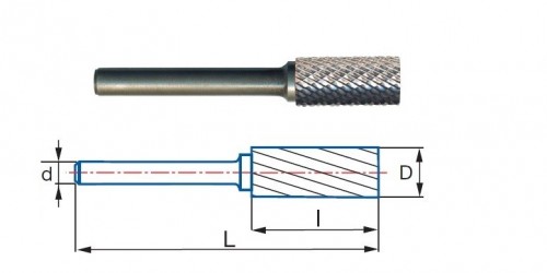 Technické frézy - rotary burrs - válcové s čelním břitem