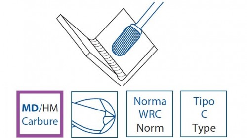 Technické frézy - rotary burrs - válcové s rádiusem - krátká tříska - typ 4 Technické frézy - rotary burrs - válcové s rádiusem - krátká tříska - typ 4