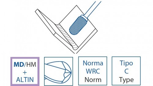 Technické frézy - rotary burrs - válcové s rádiusem - tvrdé materiály - typ 6 - POVLAK ALTIN