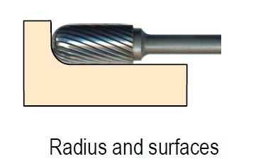 Technické frézy - rotary burrs - válcové s rádiusem