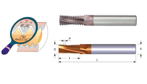 Tvrdokovové závitovací frézy pro vnitřní i vnější NPT 60° závity