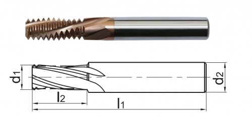Tvrdokovové závitovací frézy pro vnitřní metrické (M) závity ISO-OBECNÉ UŽITÍ