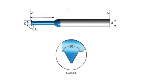 Tvrdokovové závitovací mikrofrézy pro vnitřní metrické (M) závity ISO - odlehčené do hloubky 3,5xD