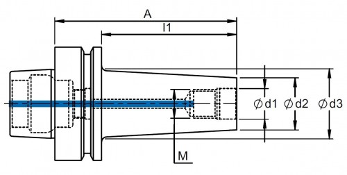 UPÍNAČE PRO FRÉZY SE ZÁVITEM PRO CHLADICÍ TRUBIČKY HSK-F