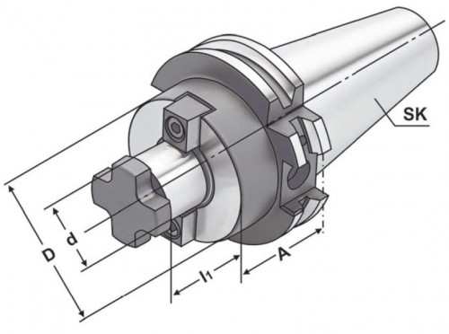 UPÍNAČ NÁSTRČNÝCH FRÉZ DIN6357 S CHLAZENÍM AD/B (AD/AF)