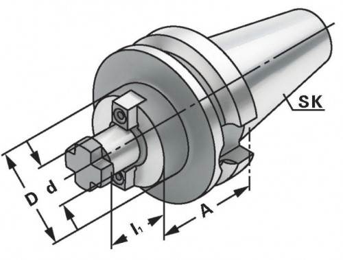 UPÍNAČ NÁSTRČNÝCH FRÉZ DIN6357 S CHLAZENÍM AD/B (JD/JF)