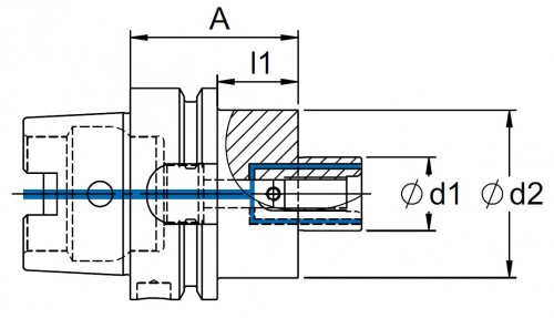 UPÍNAČ NÁSTRČNÝCH FRÉZ SE ZVĚTŠENÝM PRŮMĚREM KONTAKTNÍ PLOCHY HSK-A