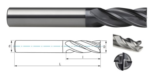 Univerzální 4-břité frézy na ocel, litinu, měď - CROMAX v sadě 6 ks