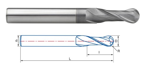 Univerzální dlouhé kulové 2-břité frézy na ocel, litinu, nerez a hliník