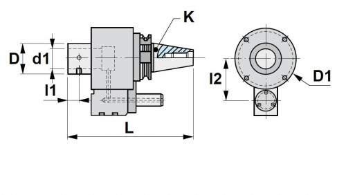 Upínač pro válcové nástroje DIN1835B/E s přídavnou chladicí jednotkou DIN6359 - max. 25 bar, rpm max 4.000 min. -1