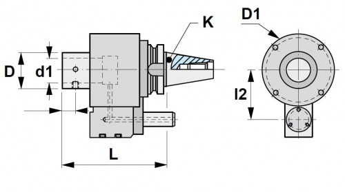 Upínač pro válcové nástroje DIN1835B/E s přídavnou chladicí jednotkou DIN6359 - max. 25 bar, rpm max 4.000 min. -1