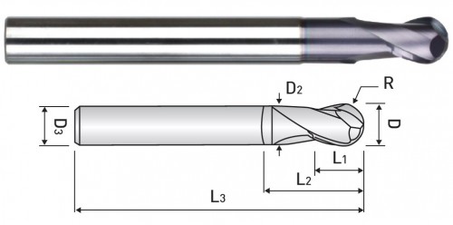 VELMI POPULÁRNÍ 2-BŘITÉ DLOUHÉ KULOVÉ FRÉZY DO HRC55