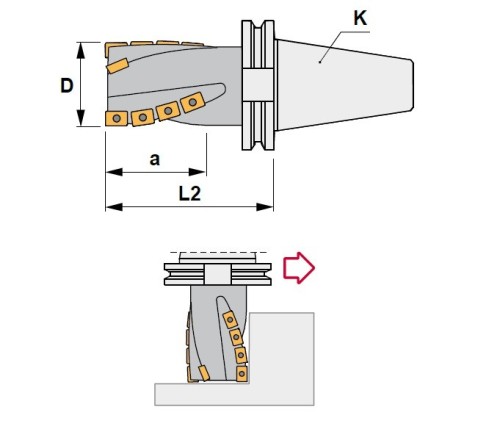 VÍCEZUBÉ DESTIČKOVÉ KUŽELOVÉ FRÉZY (FRÉZY KUKUŘICE) 90° na destičky APKT1604.. SK DIN69871