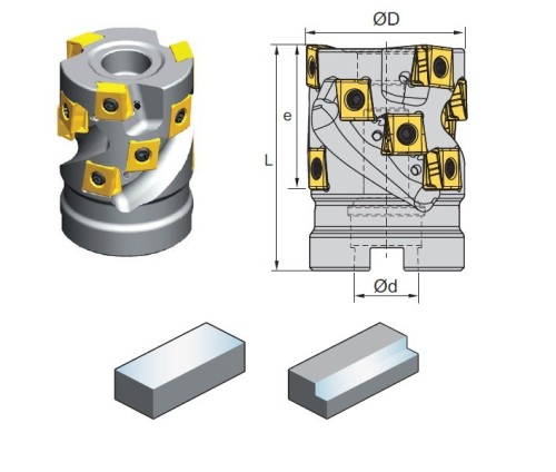 VÍCEZUBÉ DESTIČKOVÉ NÁSTRČNÉ FRÉZY (FRÉZY KUKUŘICE) 90° na destičky LNKT1206.. - STŘEDNÍ OBRÁBĚNÍ