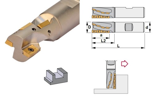 VÍCEZUBÉ DESTIČKOVÉ STOPKOVÉ FRÉZY (FRÉZY KUKUŘICE) 90° na destičky APKT1003.. /APKT1604.. S WELDONEM