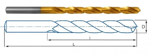 VRTÁKY DLOHÉ HSS+TIN 118° - h8, broušené DIN340N