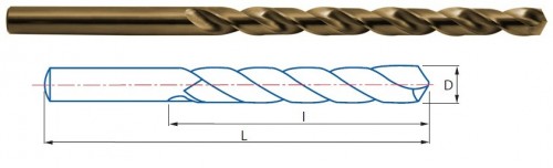VRTÁKY DLOUHÉ HSSE 5%Co 135° - h8, broušené DIN340N