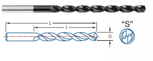 VRTÁKY DLOUHÉ HSSE 5%Co 135° - h8, broušené DIN340TS, povlak TIALSIN zvyšuje odolnost proti opotřebení o 35%!
