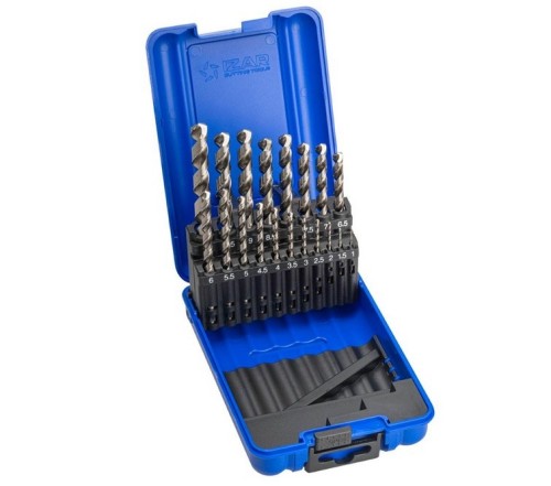 VRTÁKY HSSE 5%Co 135° v sadě 19 KS (ROZSAH 1-10 PO 0,5 MM) pro ruční vrtačky - h8, broušené  DIN338W - NA NEREZ SPEED MAX