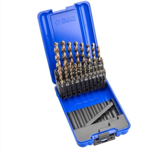 VRTÁKY HSSE 5%Co pro vrtačky v sadě 19 KS (ROZSAH 1-10 PO 0,5 MM) h8, broušené DIN338W