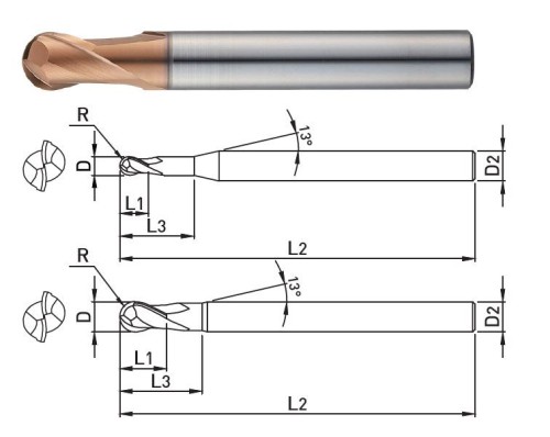 VYSOCE KVALITNÍ - 2-BŘITÉ FRÉZY - KRÁTKÉ I DLOUHÉ HRC70