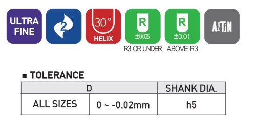 VYSOCE KVALITNÍ - 2-BŘITÉ FRÉZY - KRÁTKÉ I DLOUHÉ HRC70